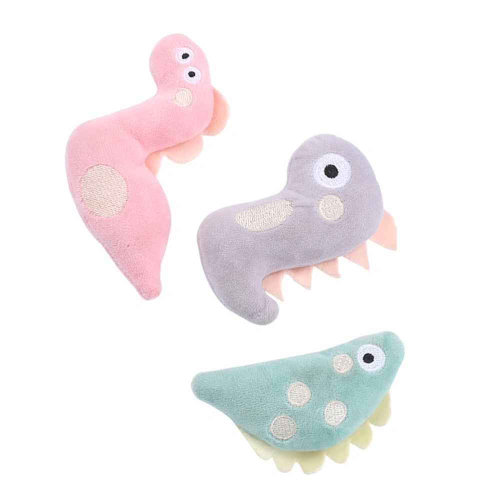 3Pcs Funny Cat Game Plush Toys Creative Cat Playing Props Cat Teaser Interactive Toy Pet Supplies for Cat Kitten (Pink Snake, Gray Dinosaur, Green Fish)