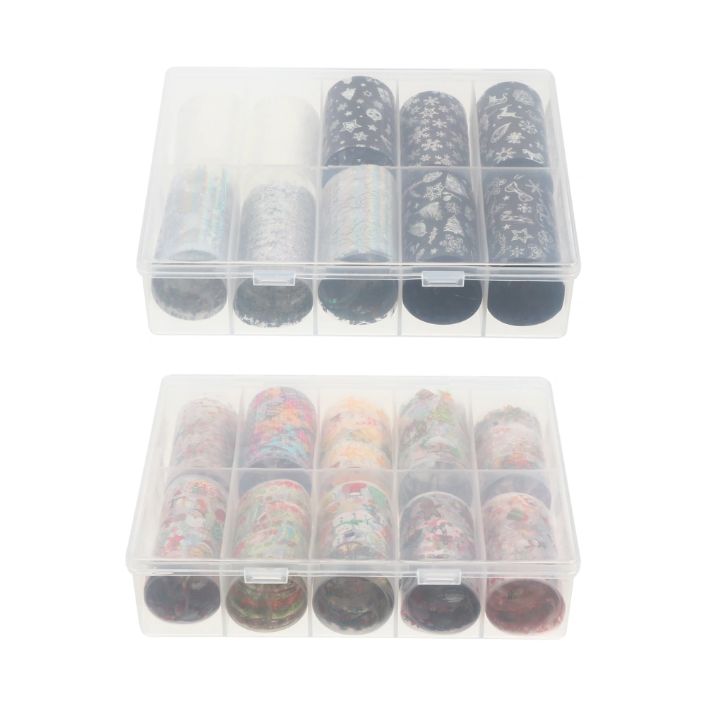 20 Rolls Christmas Nail Foil Transfer Stickers Shining Nail Art Glitter Decals