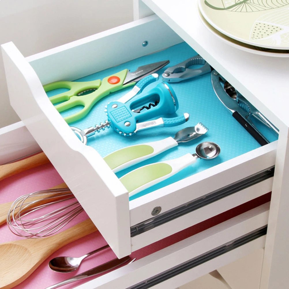 DIY Non-Slip Anti-Mildew EVA Shelf Liner Kitchen Cabinet Drawer Liners Mat Waterproof Refrigerator Liner Mat Pad(Random Color)