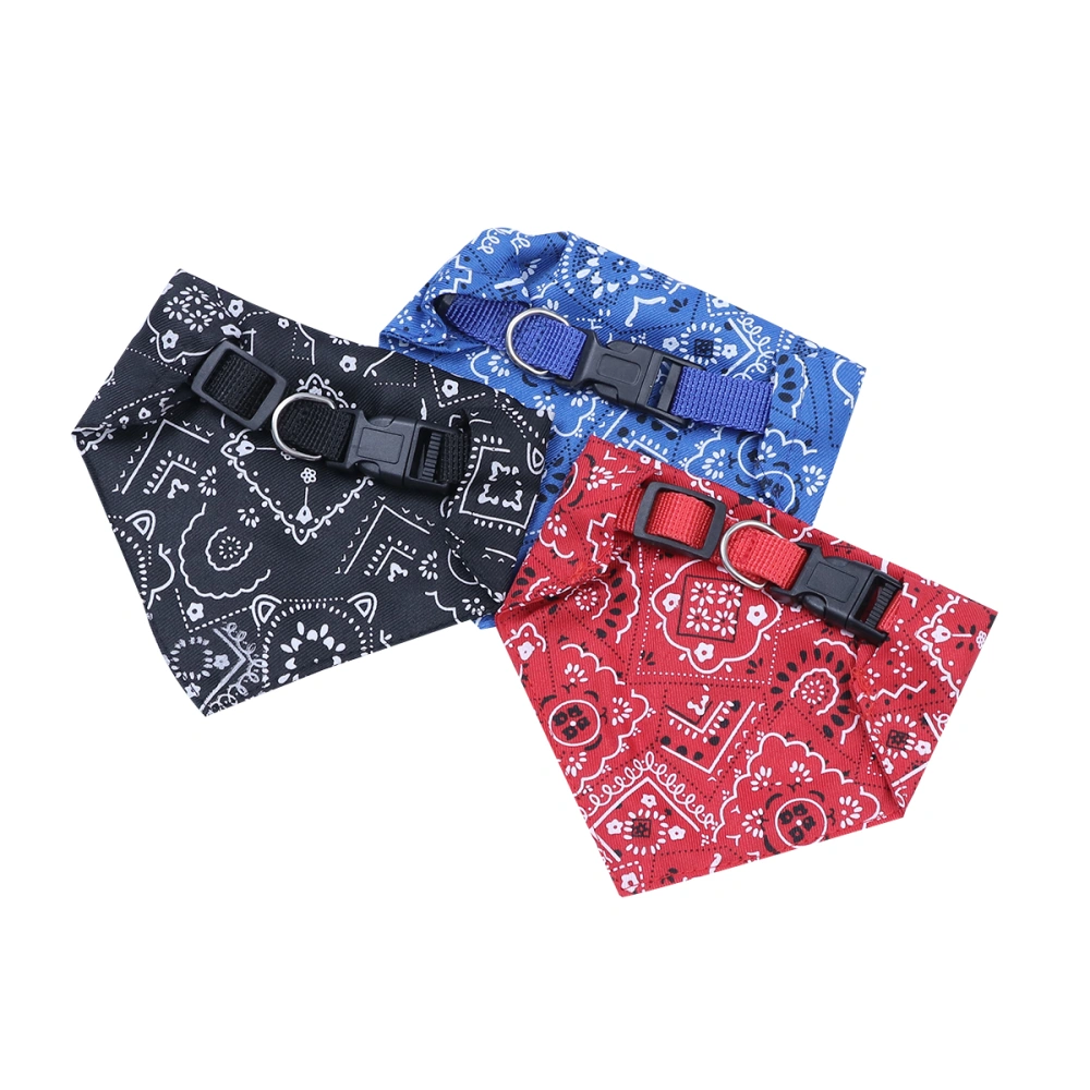 3pcs Pet Collar Bib Triangle Saliva Towel Multifunction Collar Scarf Accessories Pet Costume for Pet Dog Puppy Size M (Red and Black and Blue)