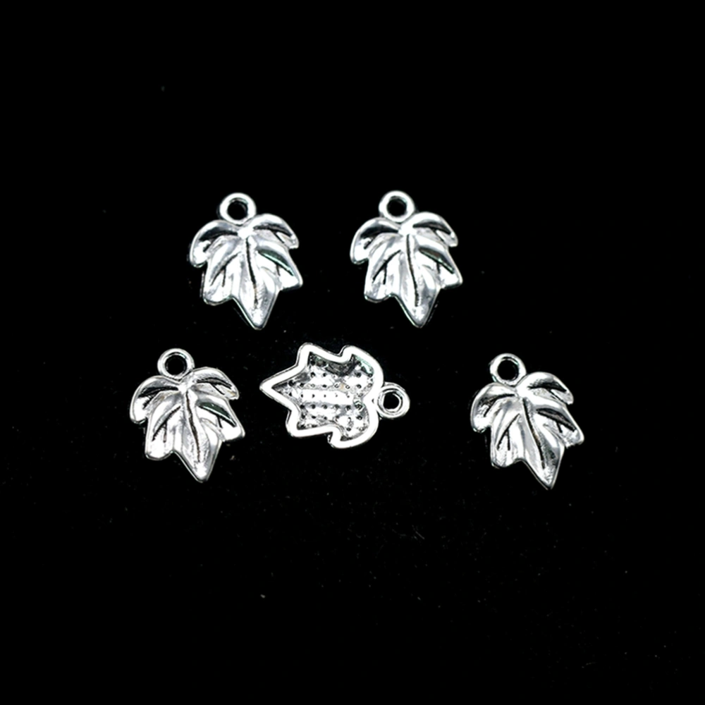 50pcs Alloy Small Maple Leaf Pendants DIY Charms Jewelry Making Accessory for Necklace Bracelet (Antique Silver)