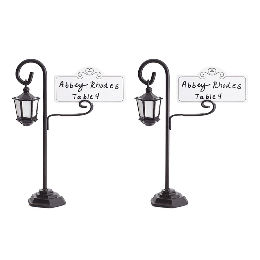 2pcs Black Street Light Shape Memo Photo Holder Resin Paper Holders Note Clips for Wedding Party Table Decoration 