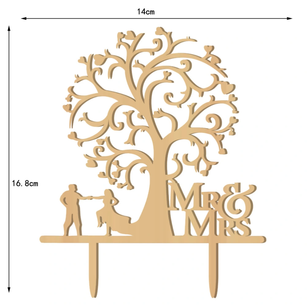 Cake Topper Wood Bird Tree Wedding Cake Decorations (Wood colour)