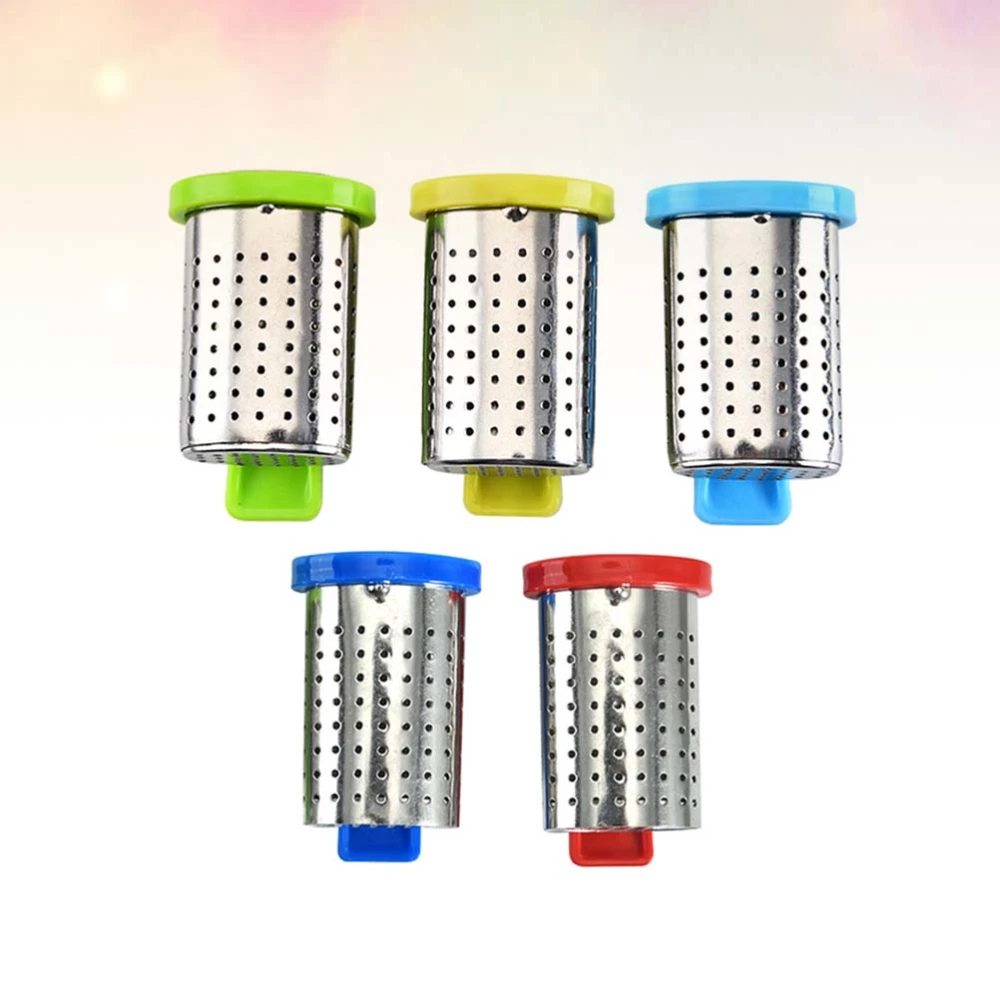 5pcs Stainless Steel Tea Filter Infuser Tea Strainer Hanging Type for Home (Mixed Color)