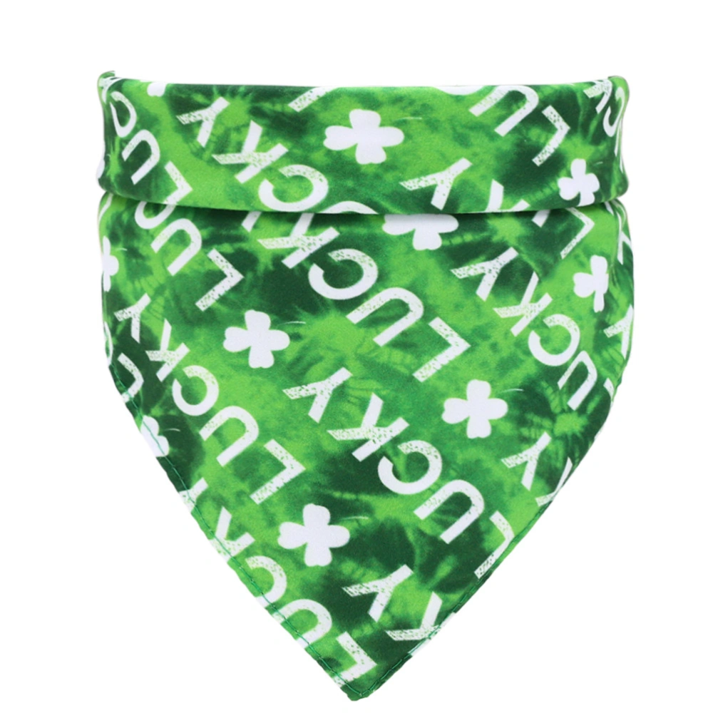 Green Clover Design Collar Scarf Pet Bib Triangle Saliva Towel Multifunction St. Patricks Day Dress up Accessories for Pet Dog Puppy