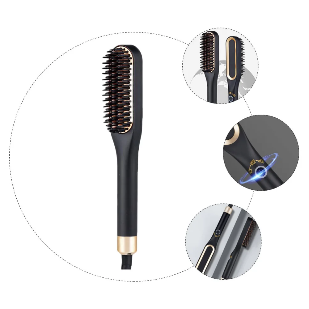 3 Gears Adjustable Hair Straightener Electric Beard Hair Styling Comb EU Plug