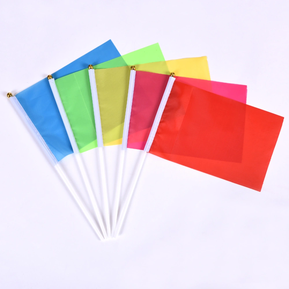 100pcs Handheld Square Flags Solid Color Mini Flag Party Supplies Party Celebration Flags (Red)