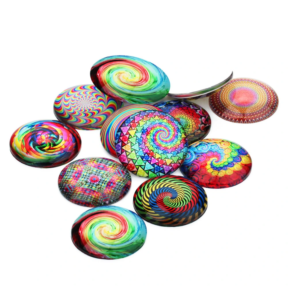 1 Bag 20pcs DIY Gems Glass Sticker Patches Color Spiral Ethnic Pattern Glass Patches (Colorful 12mm)