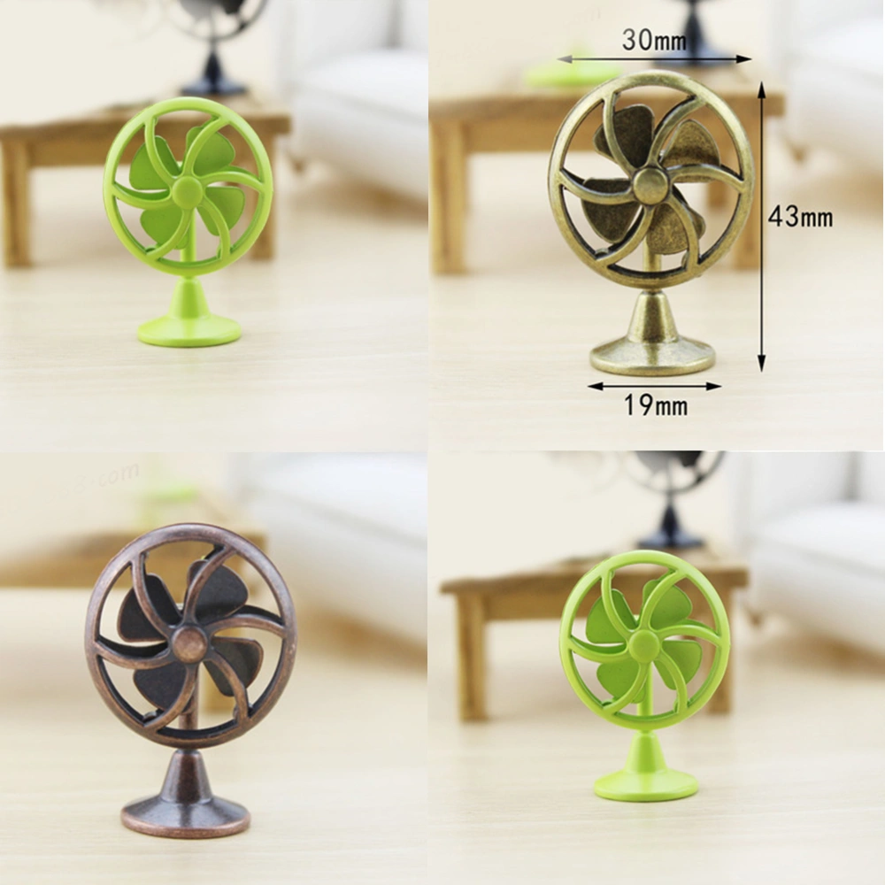 1PC Mini Air Fan Model Decor Miniature Scene Air Fan Model Alloy Air Fan Model Crafts Novel Mini House Accessories for Office Cafe Home Decor (Purple Bronze)