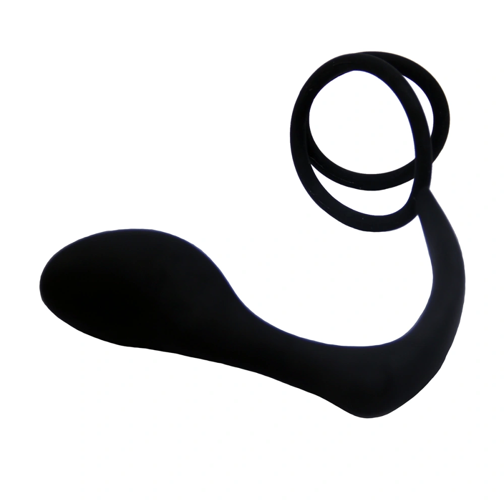 Silicone Butt Plug Vibrator Powerful Vibrating Prostate Massager Masturbation Vibrator with Ring(Black)