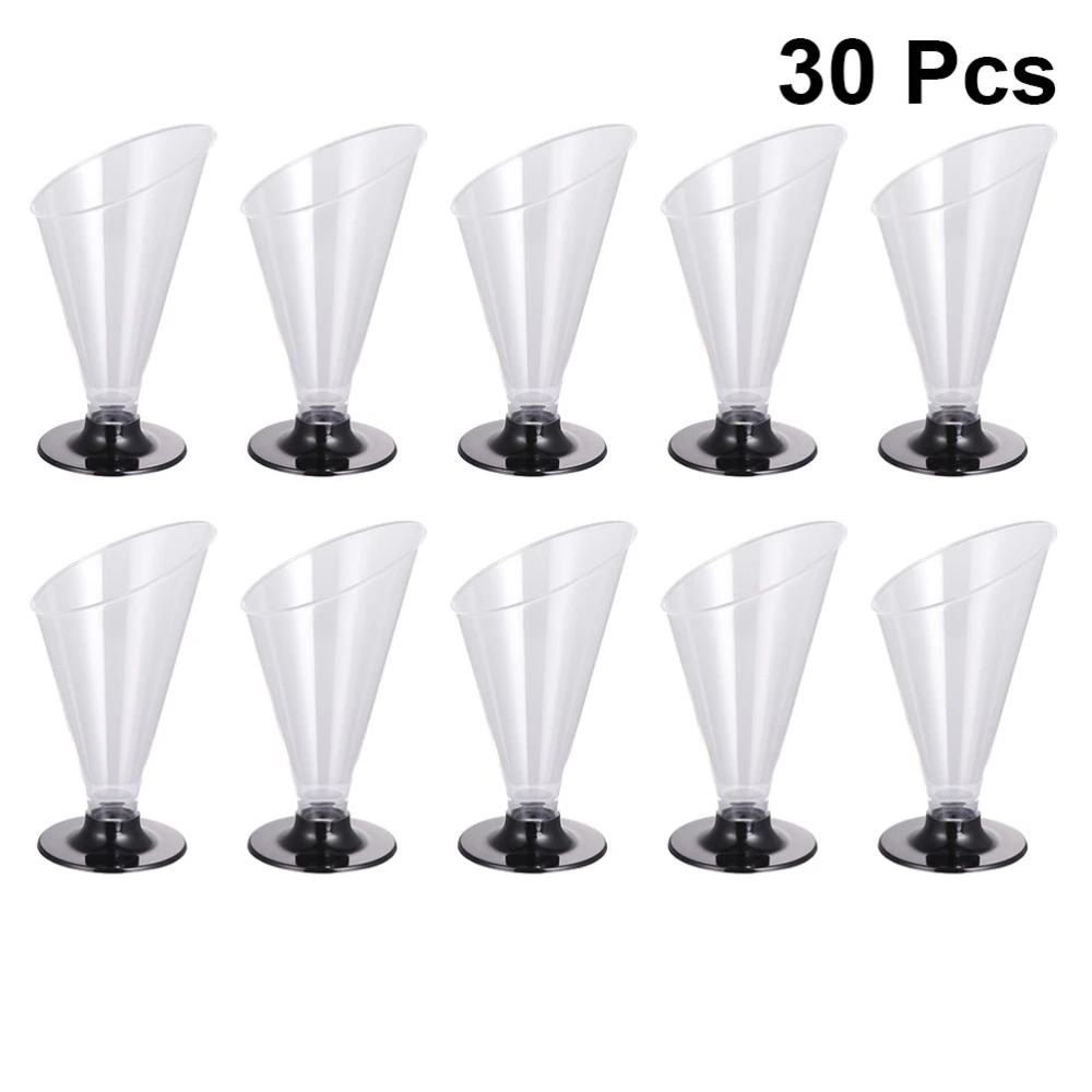 30pcs Practical Dessert Cups Ice-cream Cups Jelly Mousse Pudding Cup Mini Cocktail Goblet Dessert Cup for Evening Party Use (160ml, Black Base)