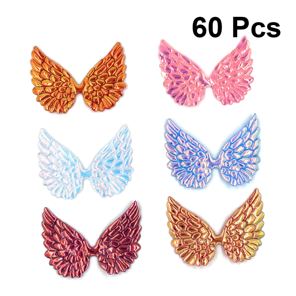 60pcs PU Angel Wing Children DIY Hair Material Headwaer Making for Crafts Hair Accessories Clothing (Pink/Blue/Golden/Yellow/Purple/White)