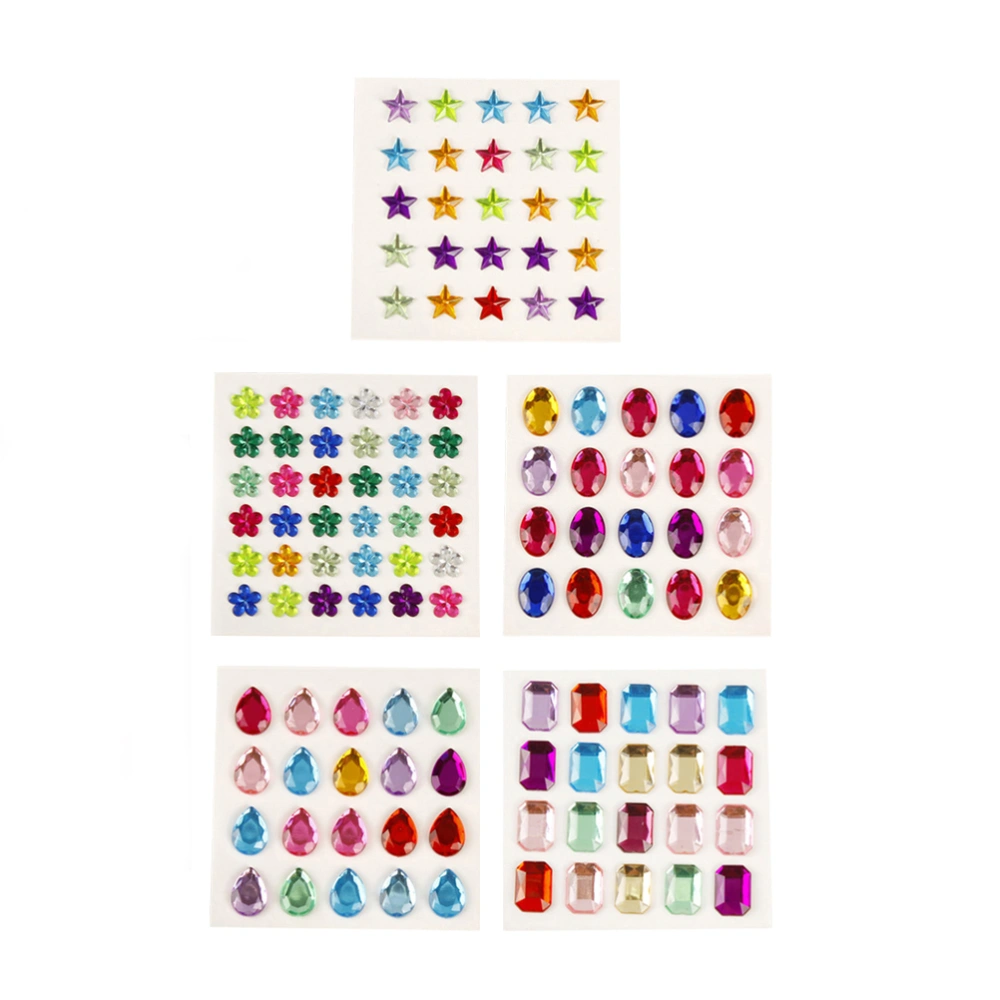 10 Sheets Creative DIY Rhinestone Sticker Acrylic Crystal Rhinestone Sticker Crystal Back Glue Rhinestone Paste Multi-shaped Acrylic Rhinestone Sticker for Kids Adults Colorful