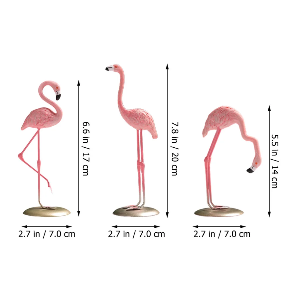 3pcs Resin Flamingo Figurine Desktop Decorative Flamingo Statue for Home Office