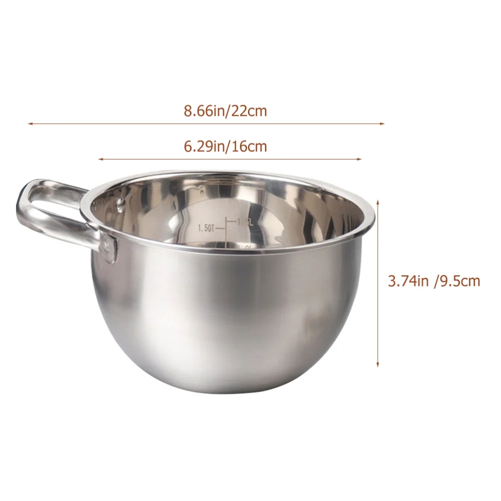 Mixing Bowl Stainless Steel Pot Food Storage Organizer for Cooking Baking 1L