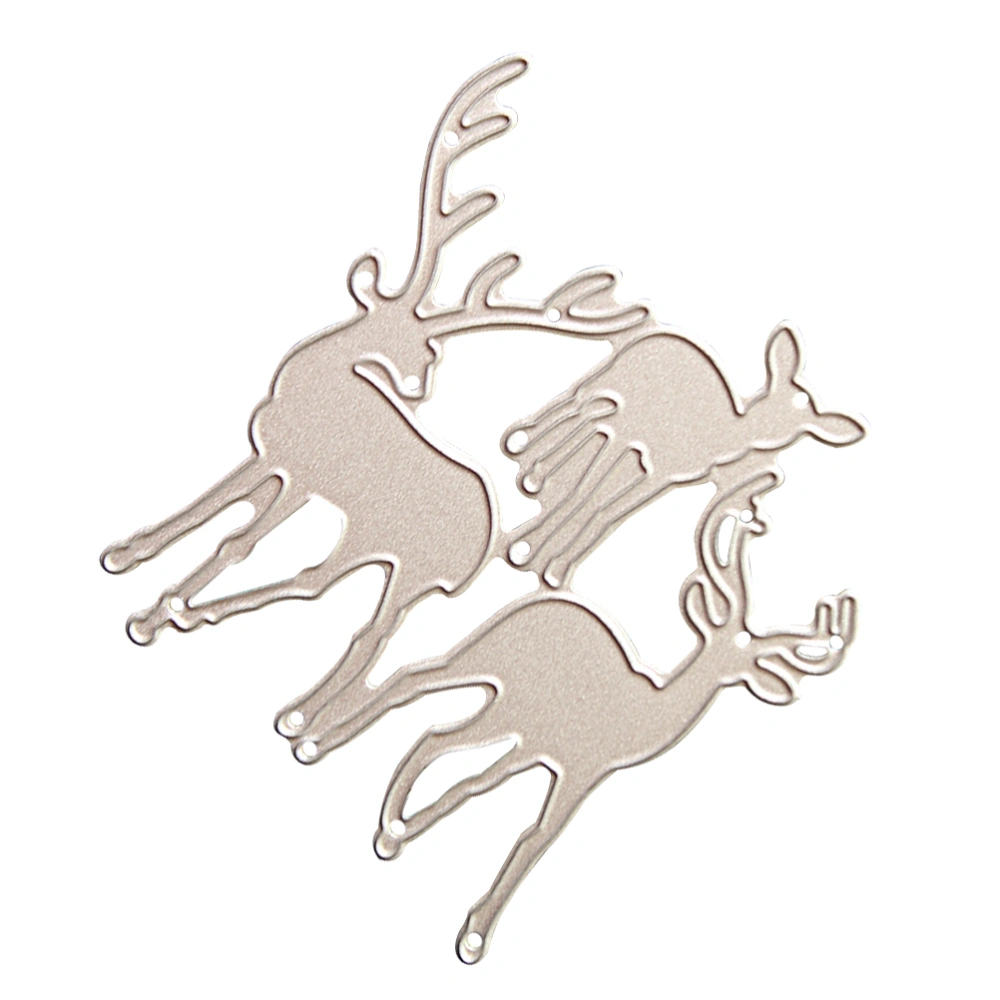 2pcs Creative Christmas Three Deer Shaped Metal Dies Embossed Carbon Steel Mold Stencil for DIY Scrapbooking Album Craft (Silver)