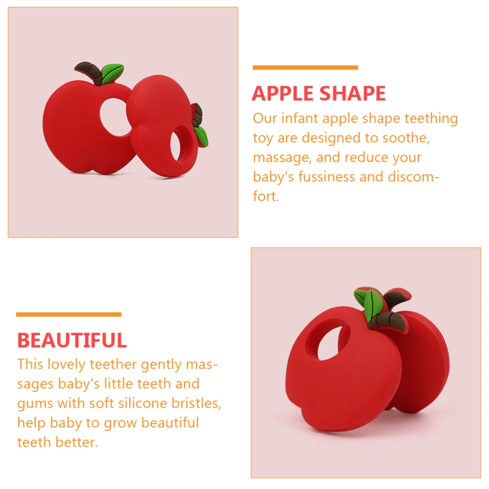 2pcs Anti-eating Teether Toy Apple Shape Teether Baby Molar Toy Educational Toy