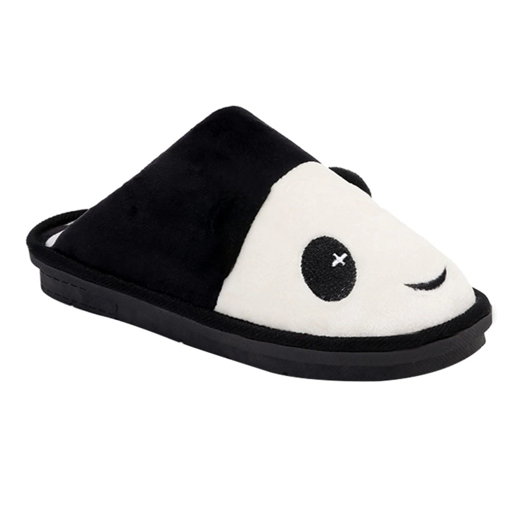 1Pair Panda Pattern Slippers Women Winter Slippers Indoor Shoes Black White
