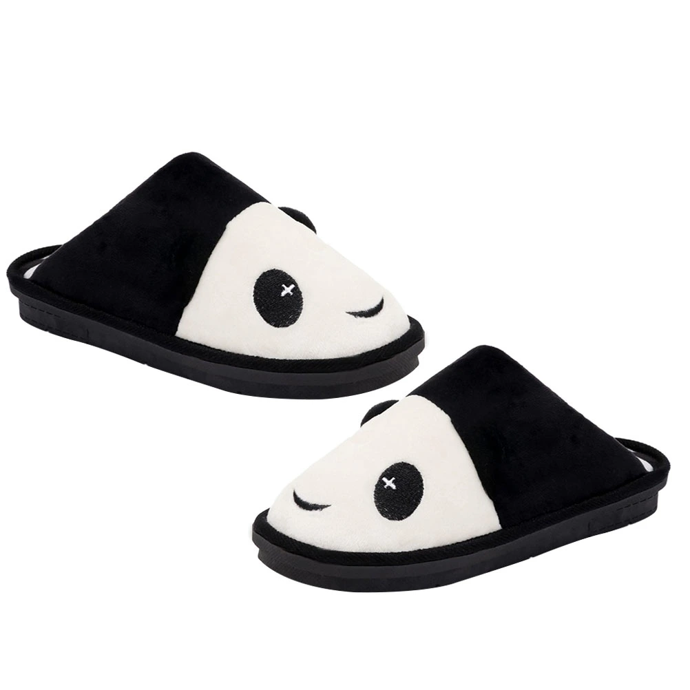 1Pair Panda Pattern Slippers Women Winter Slippers Indoor Shoes Black White