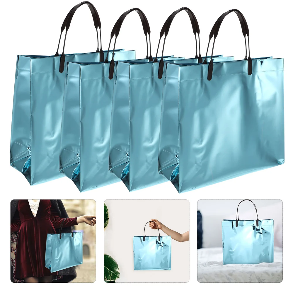 4Pcs Glossy Reusable Grocery Bags Shopping Tote Bags Gift Bags Goodies Bag