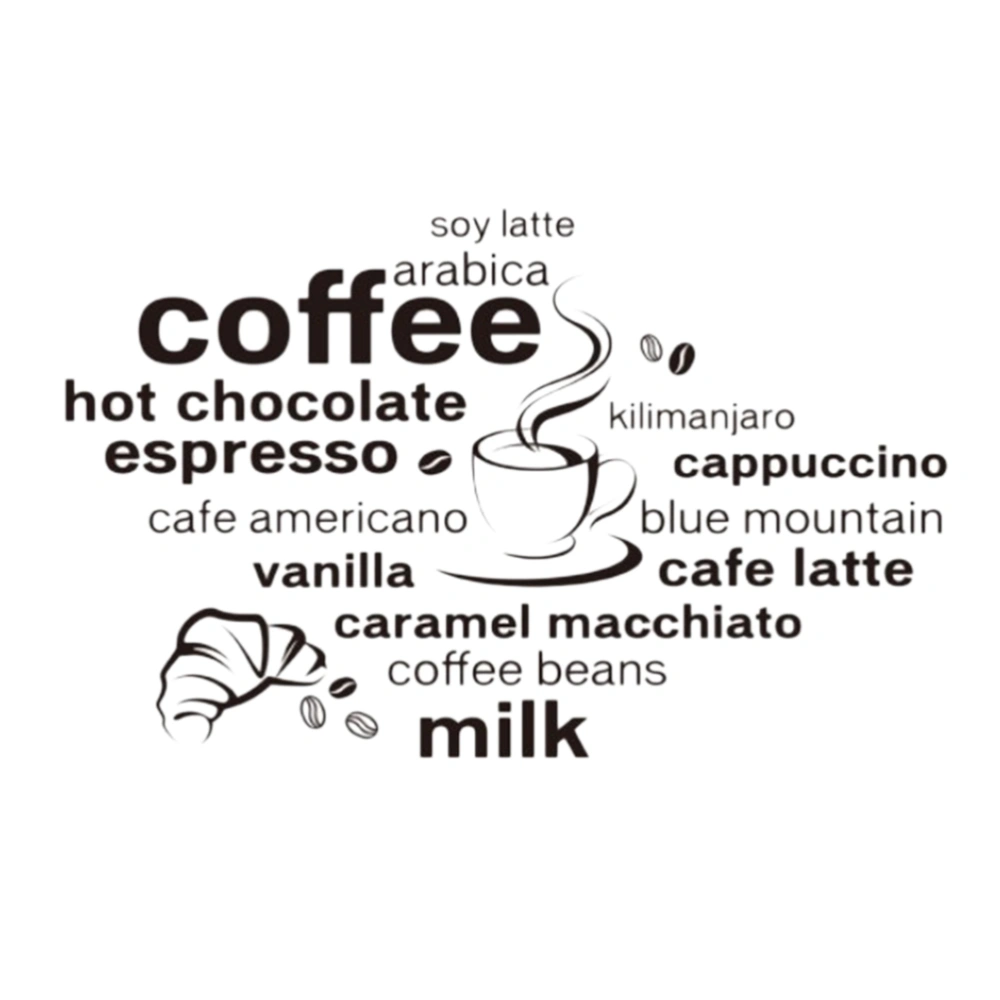 Cafe Wall Decals Removable Coffee Style Wall Sticker Restaurant Cafe Shop Decoration