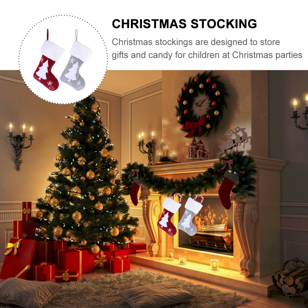 2pcs Christmas Stocking Decor Christmas Gift Sock Christmas Candy Gift Stocking