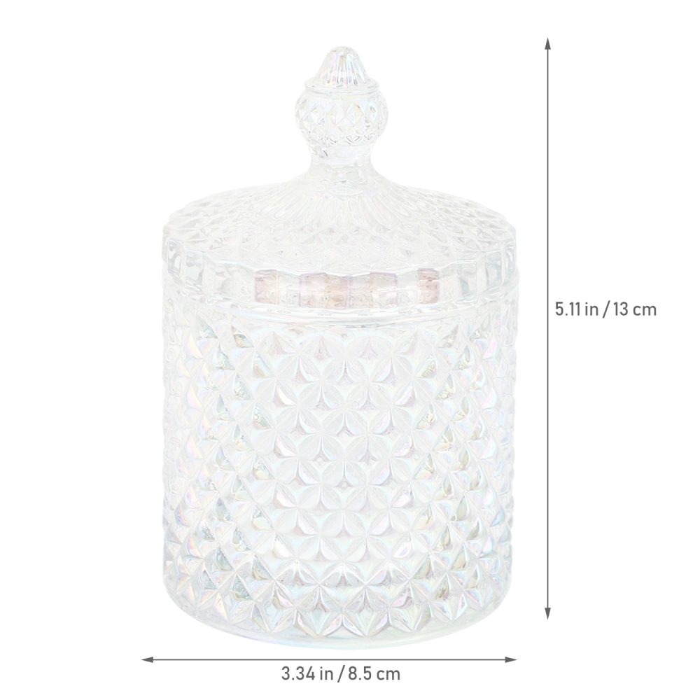 290ml Glass Candy Dish with Lid Clear Covered Candy Bowl Crystal Swab Bottle