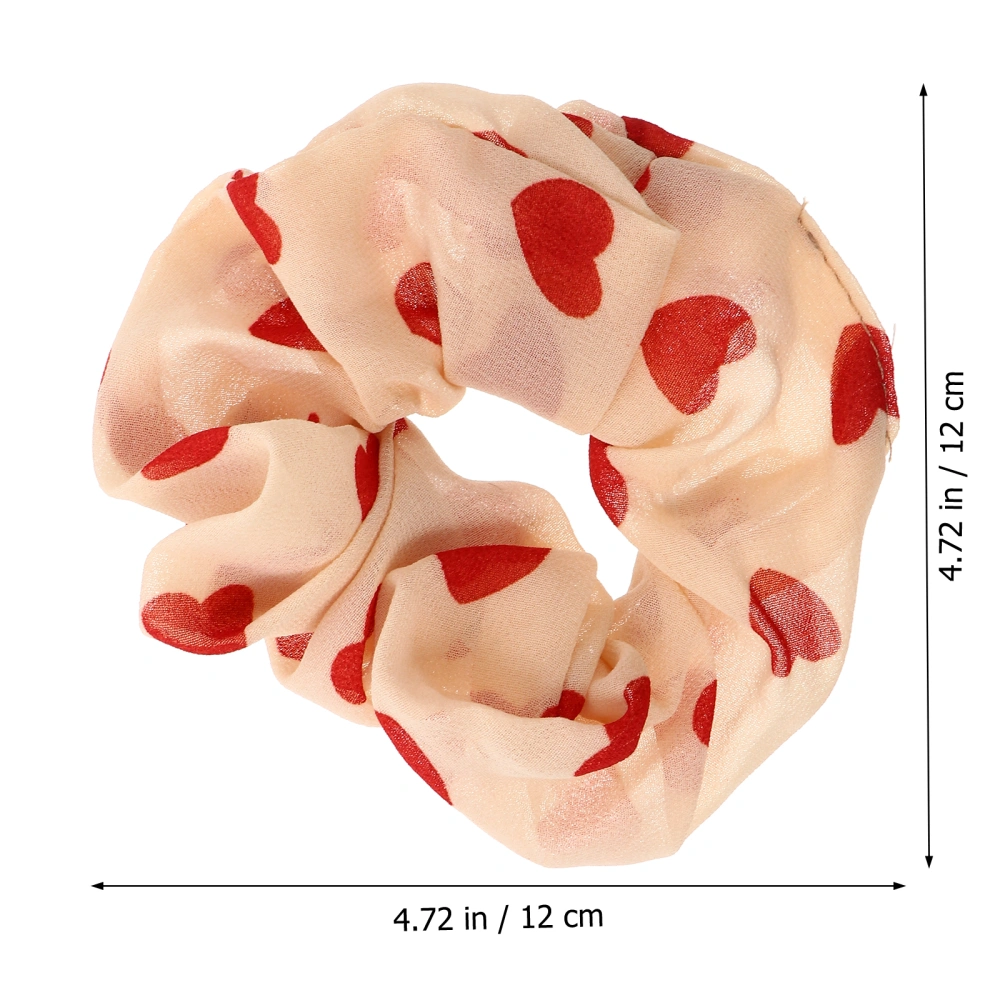 5pcs Hair Scrunchies Elastic Scrunchy Ties Love Pattern Hair Bands (Mixed Color)