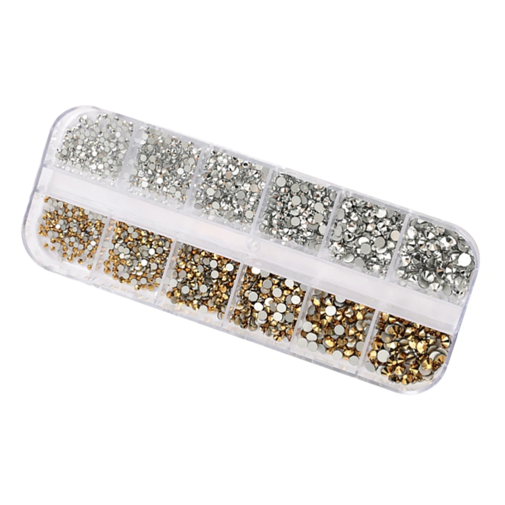 1440pcs Exquisite Nail Art Rhinestones Fashion DIY Manicures Decoration Beautiful Nail Art Supplies for Women Female (Silver + Golden)