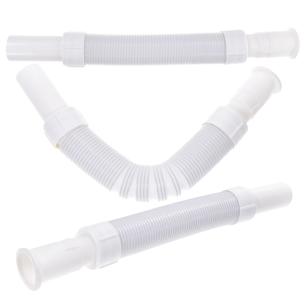 3pcs Flexible Drain Pipe Washbasin Pipe Washing Machine Drain Hose Extension