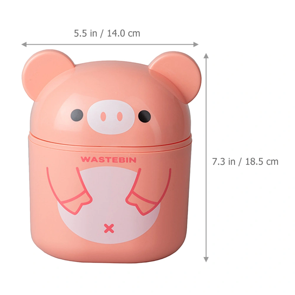 Cartoon Desktop Trash Can Desktop Wastebasket with Lid for Vanity Tabletop Bedroom