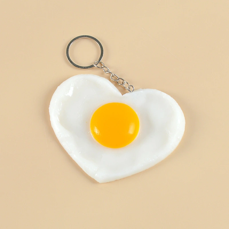 2pcs Boiled Egg Key Chain Pendants Food Charms Bag Backpack Hanging Ornaments