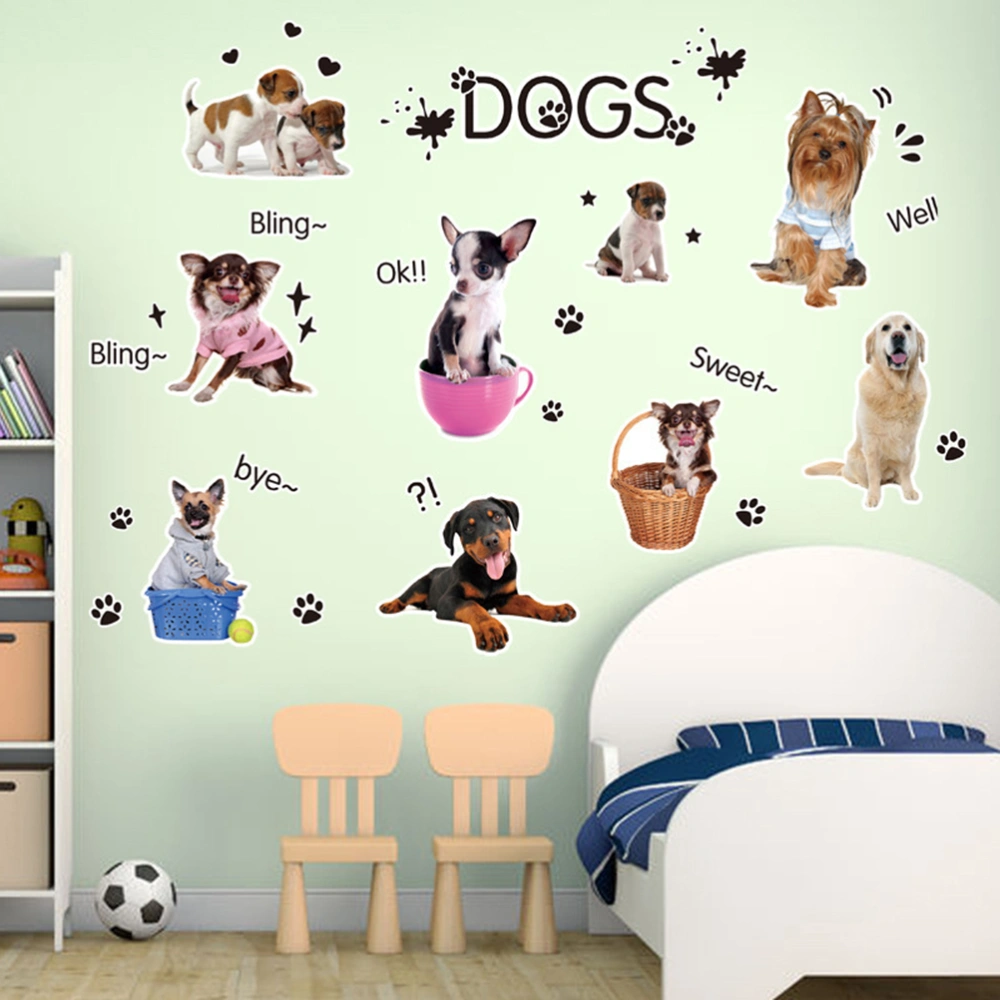 Removable Wall Sticker Lovely Dogs Footprints Decal Adhesive Art Wall Decoration for Children Kids Baby