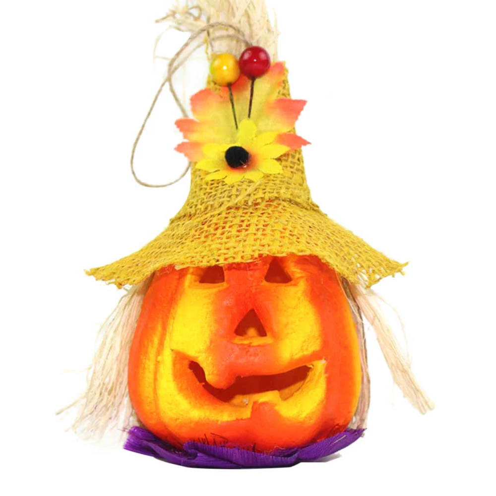 Halloween Decorative Table Lamp Pumpkin with Scarecrow Hat Battery Operated Tabletop Light Decoration Colorful Light Effect for Bedroom Living Room Bar Club