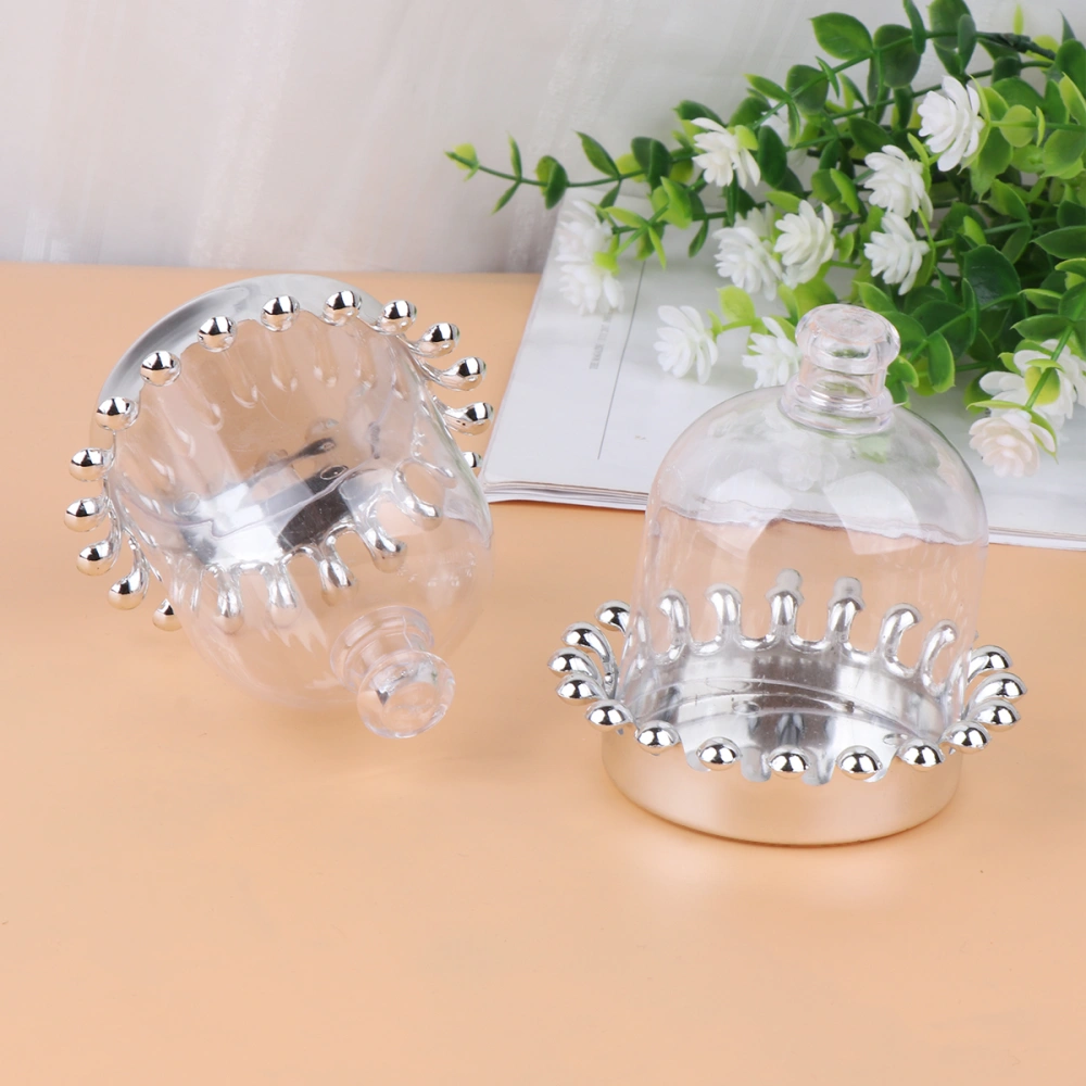 12pcs Portable Cake Carrier Cover Plastic Cloche Cakes Plate Multifunctional Cupcakes Display Desserts Transparent Dome Silver Bottom Plate