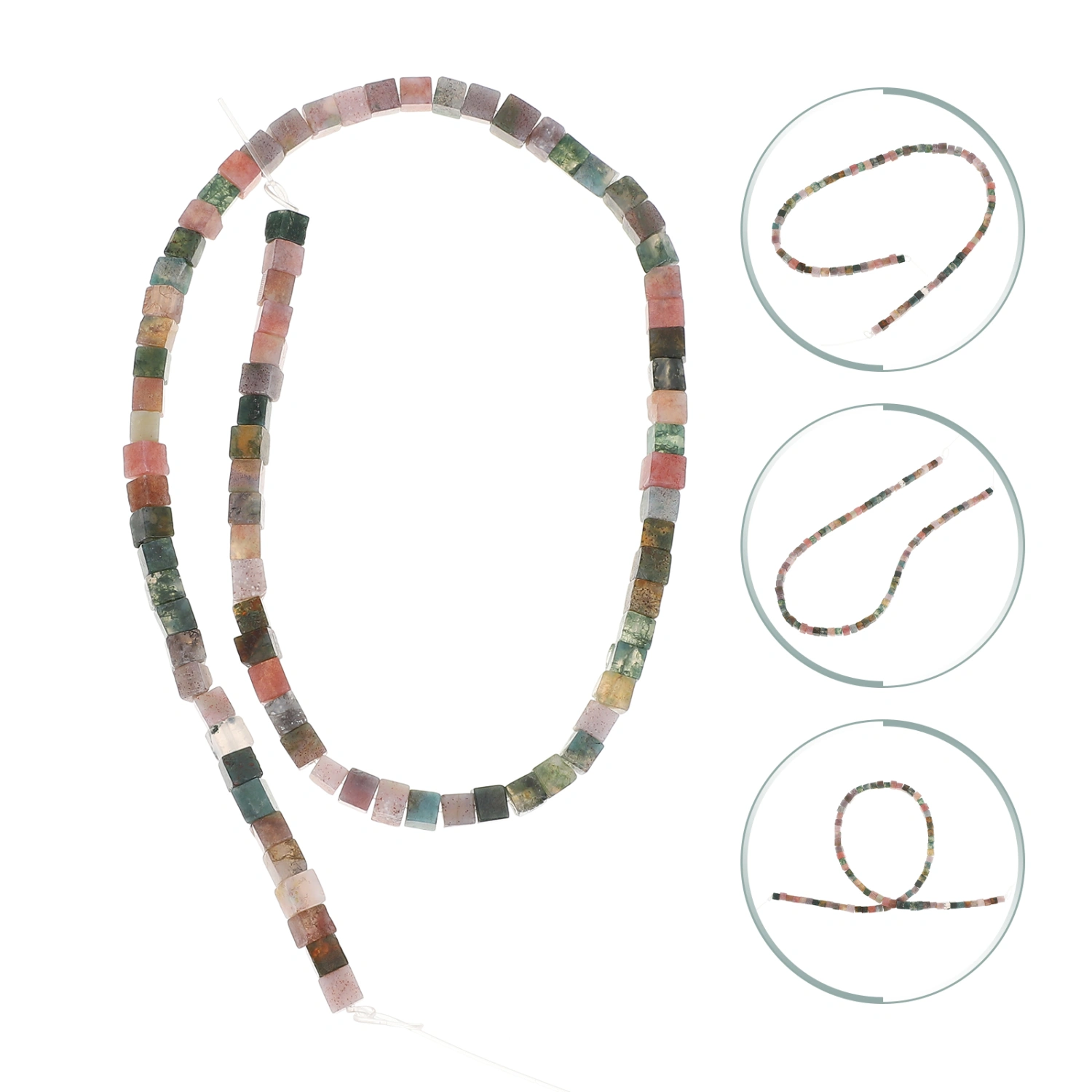 About 85pcs Natural DIY Stone Beads Jewelry Making Stone DIY Cube Macadam