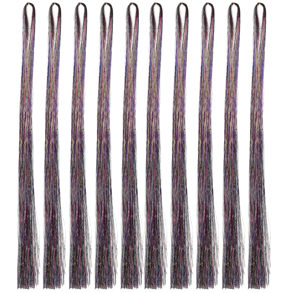 10pcs Glitter Hair Tinsel Extensions Hair Extensions Clip Hair Pieces for Women