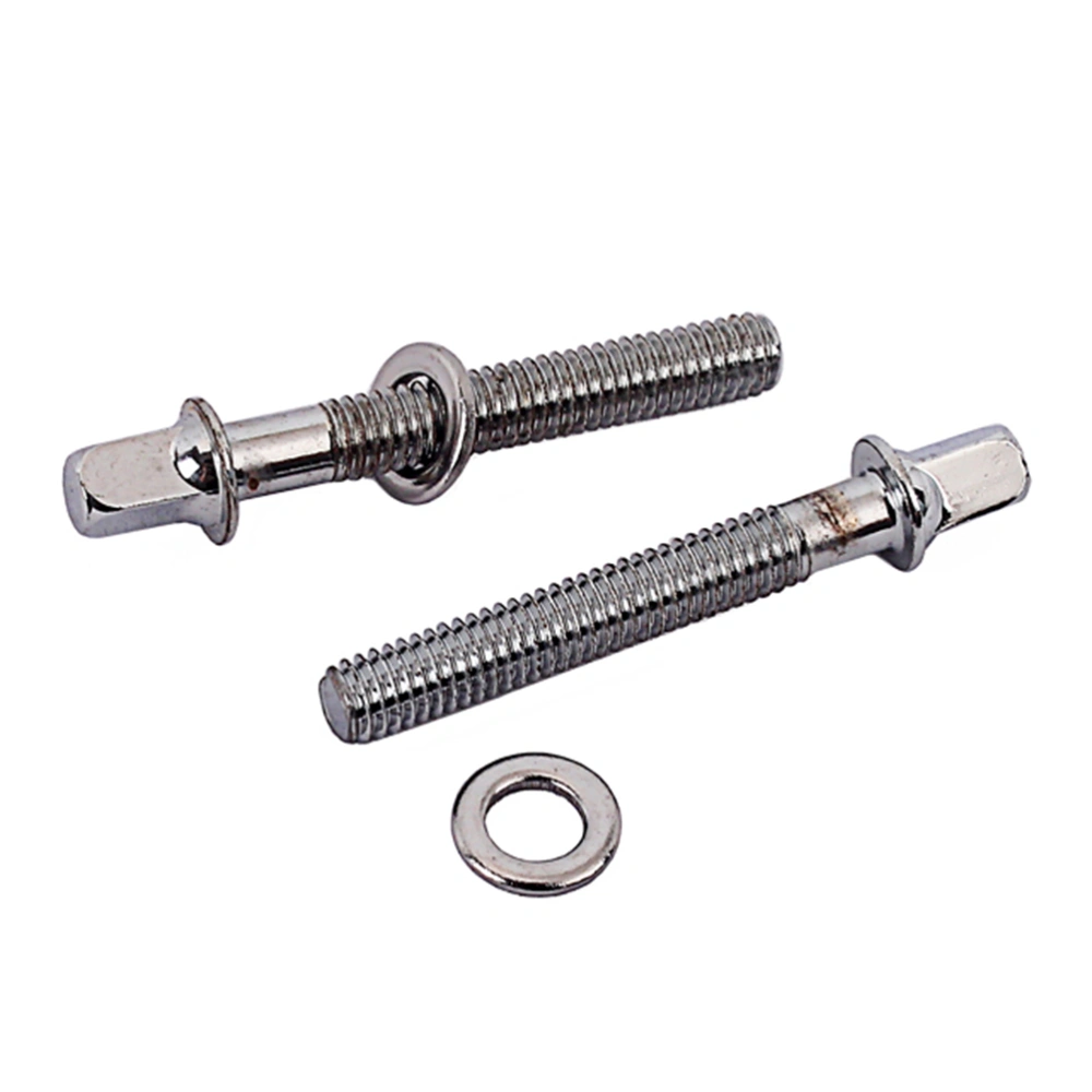 2PCS 50mm Drum Mounting Screws Stainless Steel Durable Fastener Tension Screws with Washers for Drum Lugs (Silver)