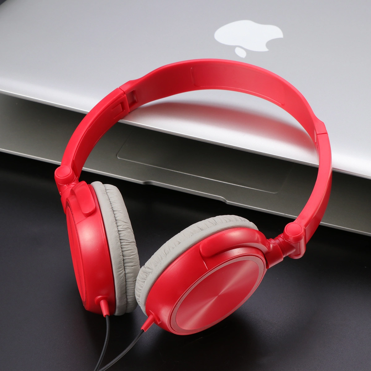 Headphones with Microphone Lightweight Foldable Headsets with Volume Control for iPhone Smartphones PC Laptop Tablet (Red)