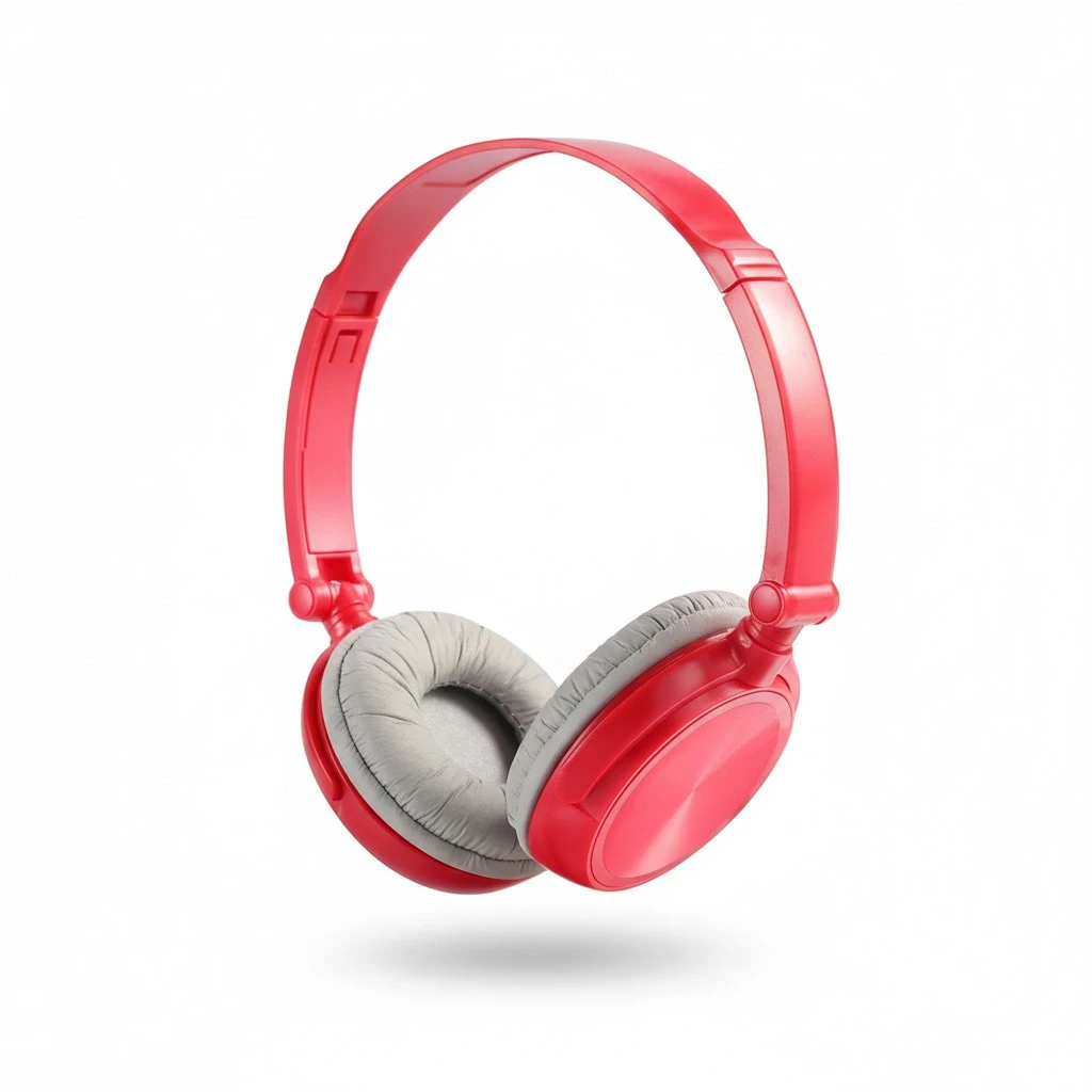 Headphones with Microphone Lightweight Foldable Headsets with Volume Control for iPhone Smartphones PC Laptop Tablet (Red)