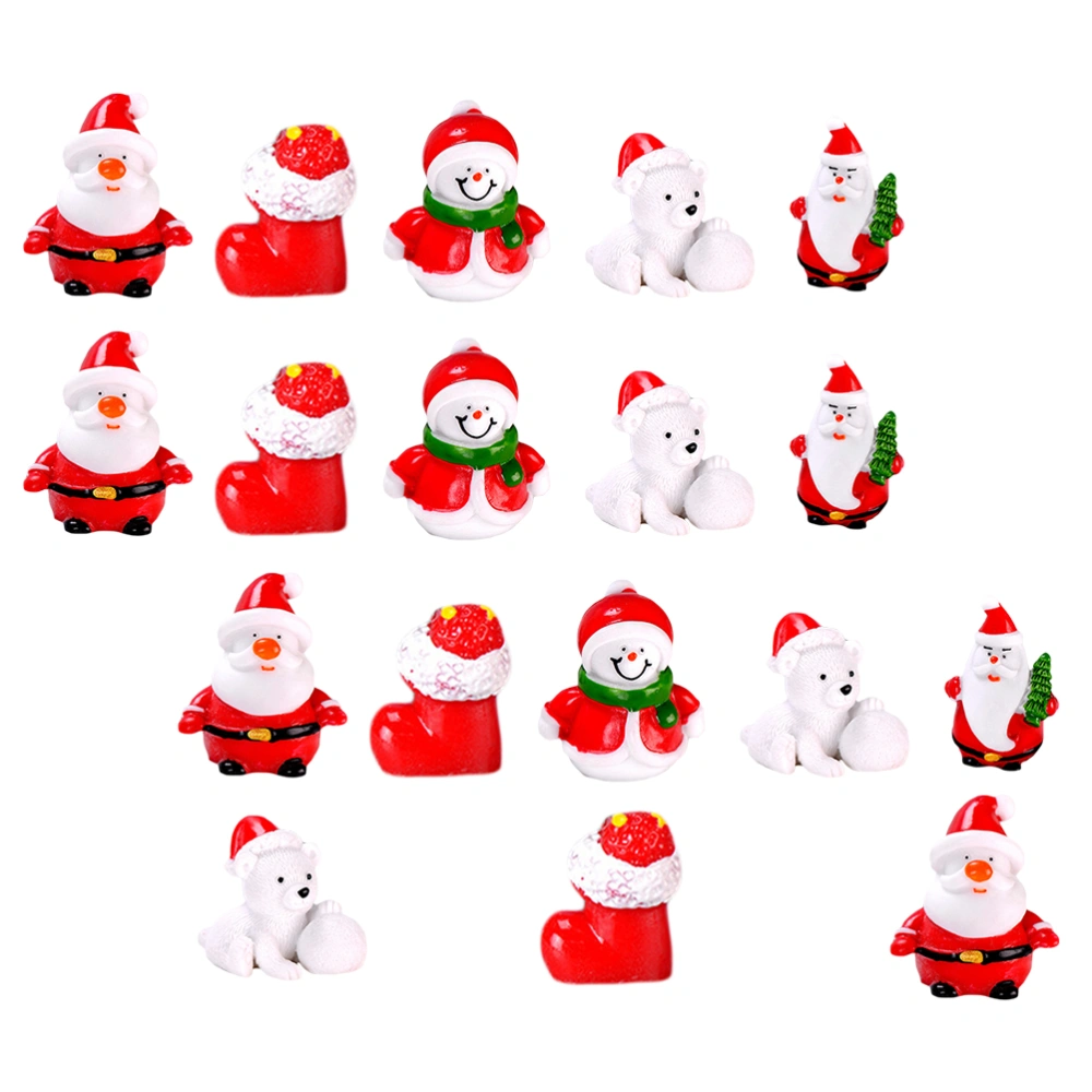 1 Set 18 Pcs Christmas Dolls Resin Adornments Decorative Artware (Red)