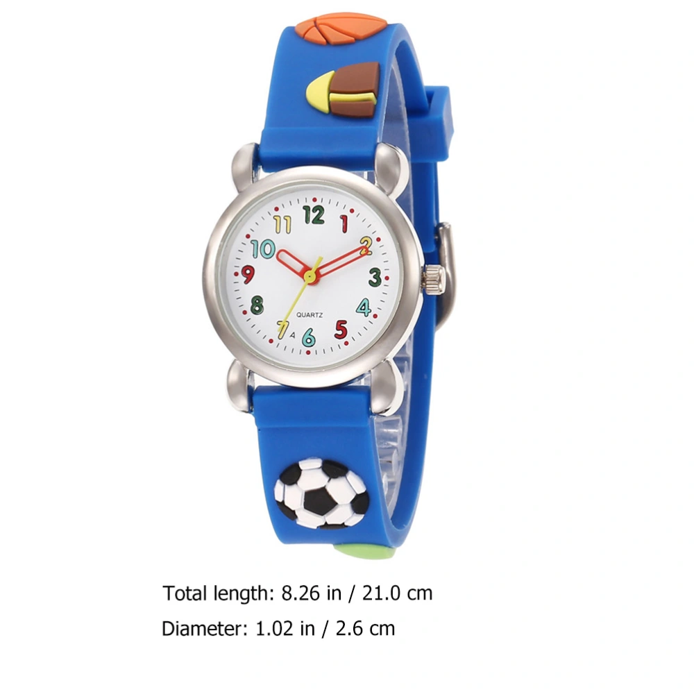 Cartoon Football Pattern Watch Children Watch Fashionable Wristwatch (Blue)