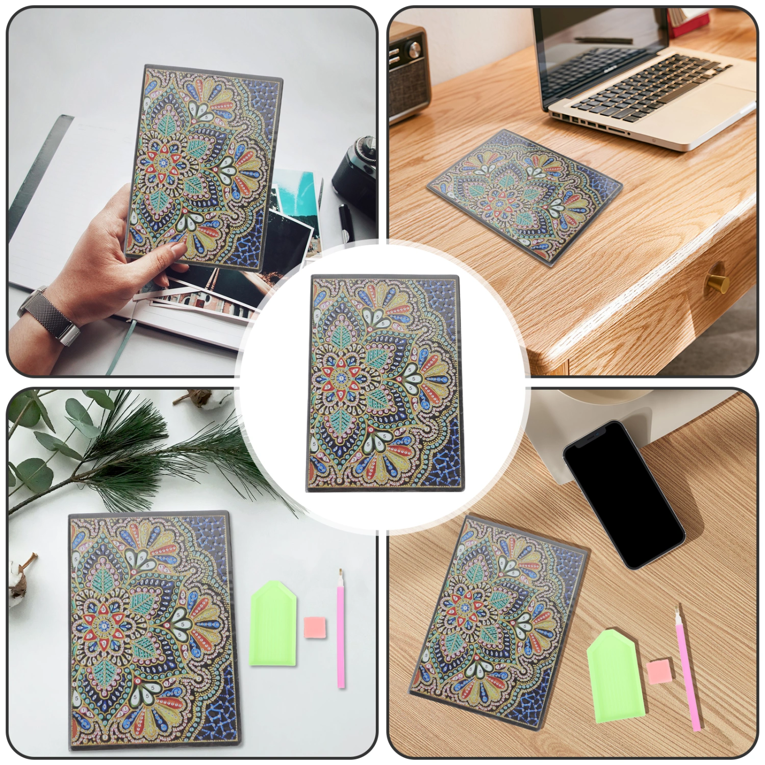 1 Set of Diamond Drawing Notebook DIY Notepad Novelty Diamond Picture Notebook Handmade Notepad