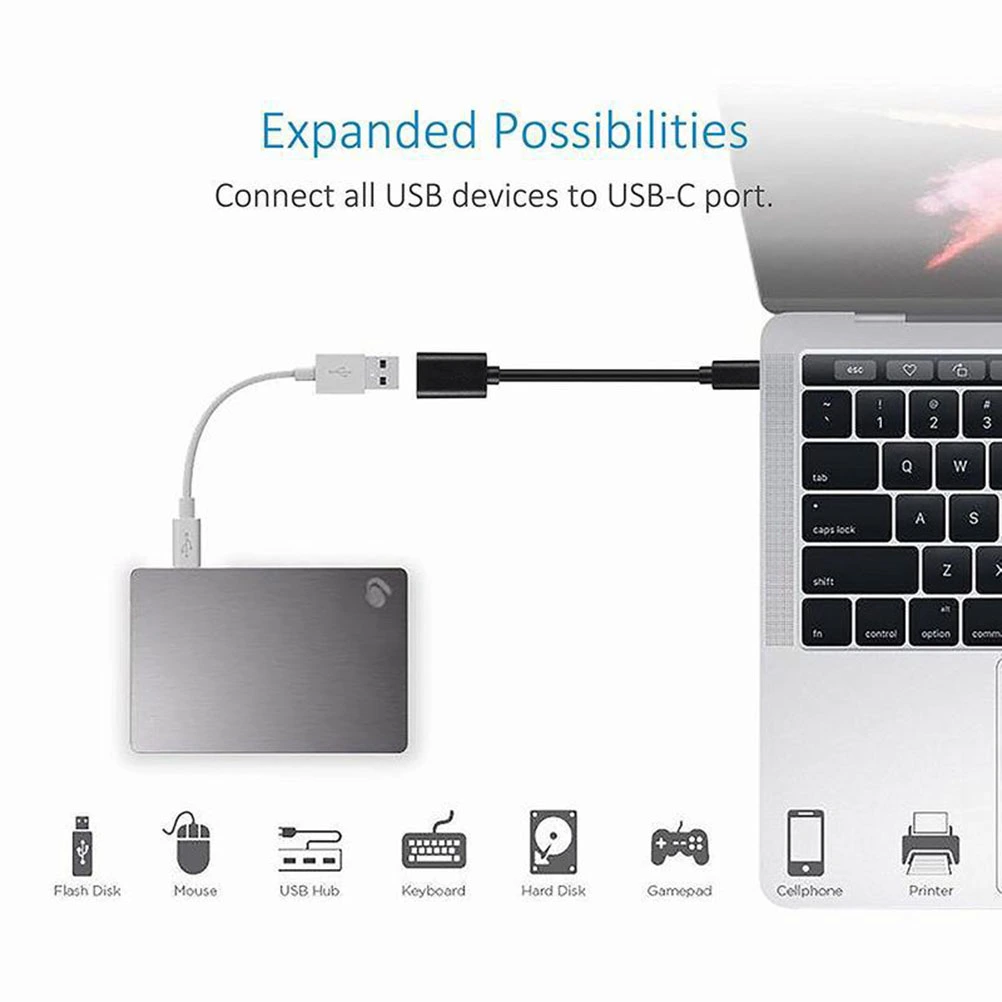 3 Pcs USB-C Male to USB 3.0 Female OTG Cable Adaptor for Galaxy S8 S9 Pixel and other Type-C Enabled Devices (Black)