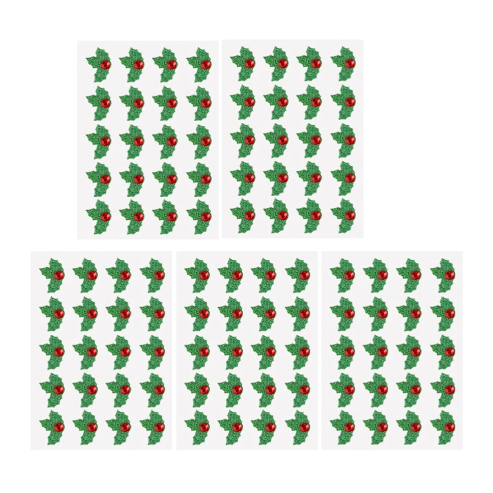 10 sheets/pack Green and Red Christmas Holiday Holly Leaves Stickers DIY Christmas Decorative Stickers