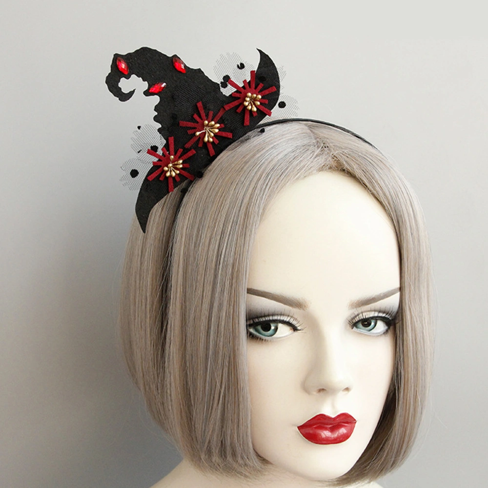 1pc Halloween Party Wizard Cap-Shaped Hairband Creative Hair (Black, Red)