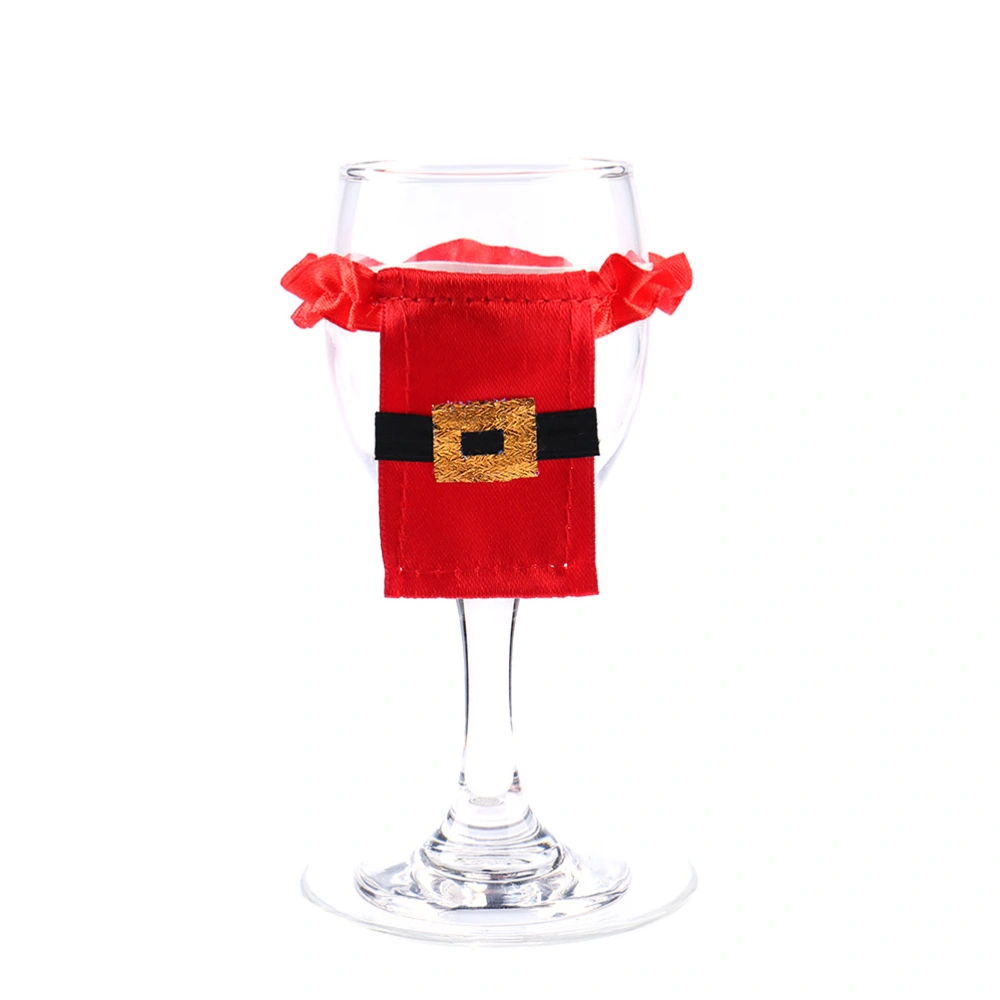 12PCS Santa Claus Clothes Wine Bottle Cover Christmas Wine Glass Champagne Cup Cover Decoration Ornaments Home Party Supplies