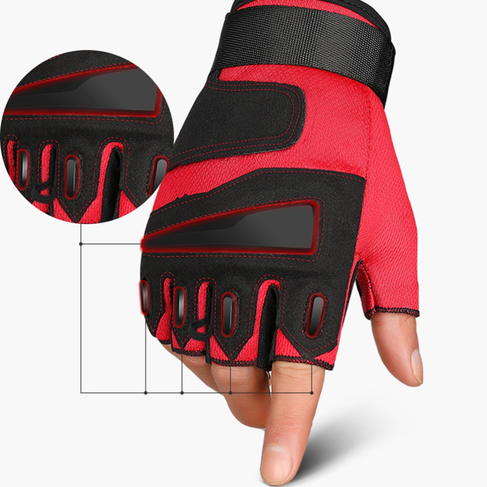 1 Pair Comfortable Outdoor Gloves Half-finger Gloves fitnesss Fitness Riding Hand Gloves Cycling Gloves for Men (Red, Size L)