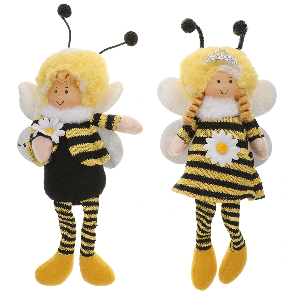 2 Pcs 1 Set Lovely Toy Playthings Practical Desktop Decorations Bee Shape Dolls