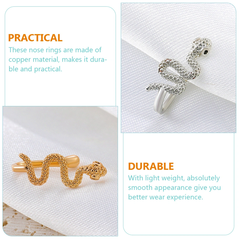 2pcs Fake Nose Rings Clip On Nose Cuff Non Piercing Nose Studs Jewelry for Women